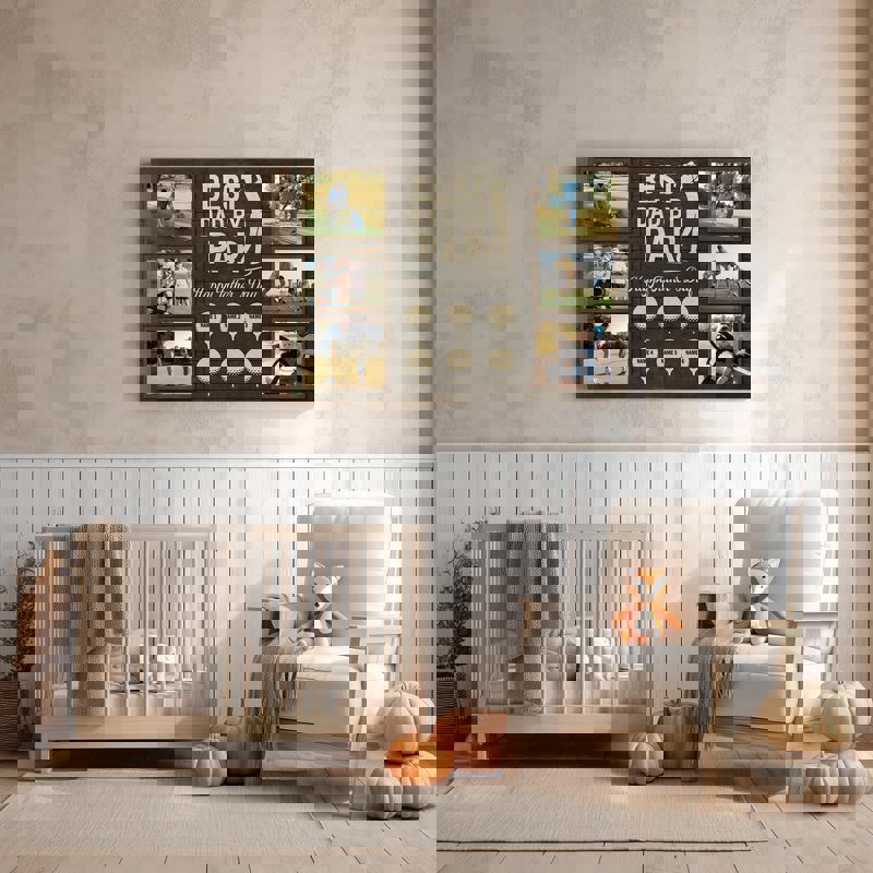 Best Dad By Par canvas personalized with kids’ names, chalkboard style with hand-drawn flag, Father’s Day gift for golfer dad