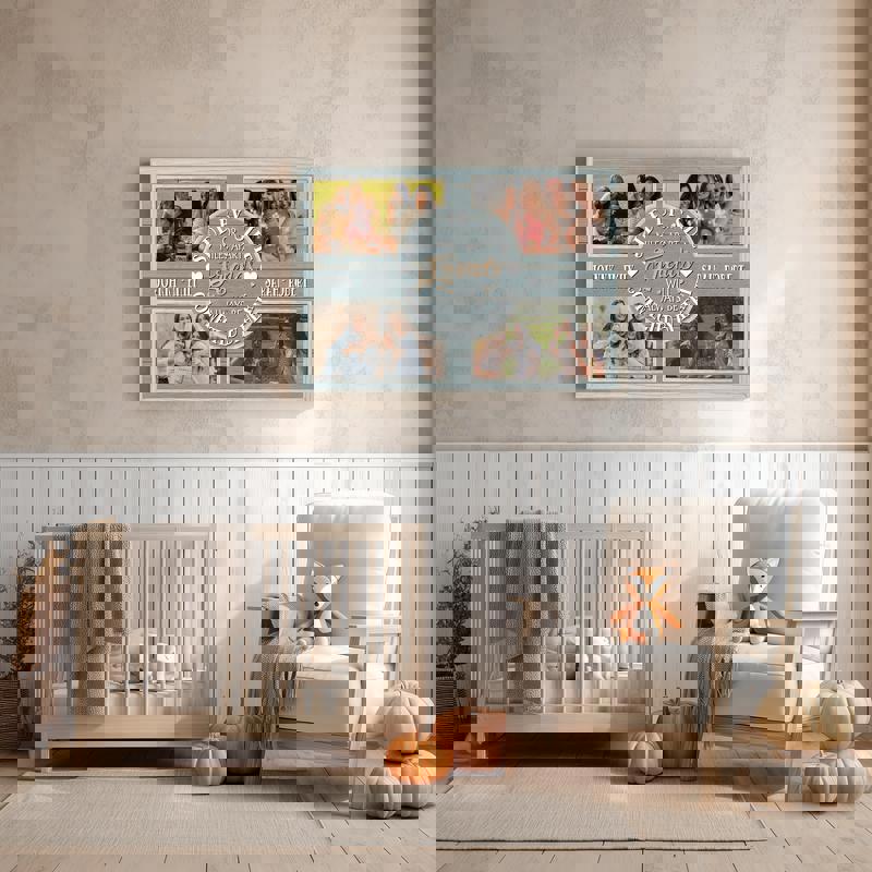 Best friends photo collage canvas print, personalized BFF wall art in coastal rustic farmhouse for entryway or gallery wall