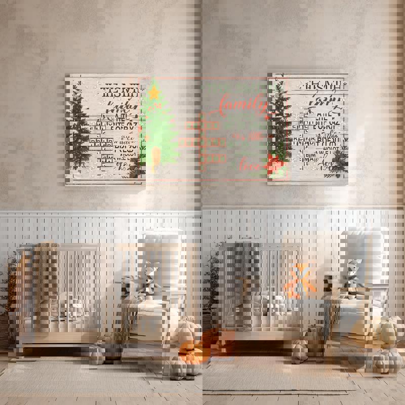 Personalized family name crossword canvas with quote, rustic farmhouse decor, Christmas gift for couples, warm style