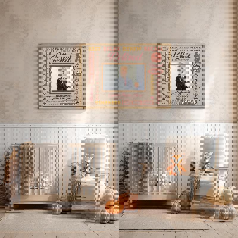 Custom Photo Canvas: Happy Retirement Keepsake - Rustic Farmhouse Art