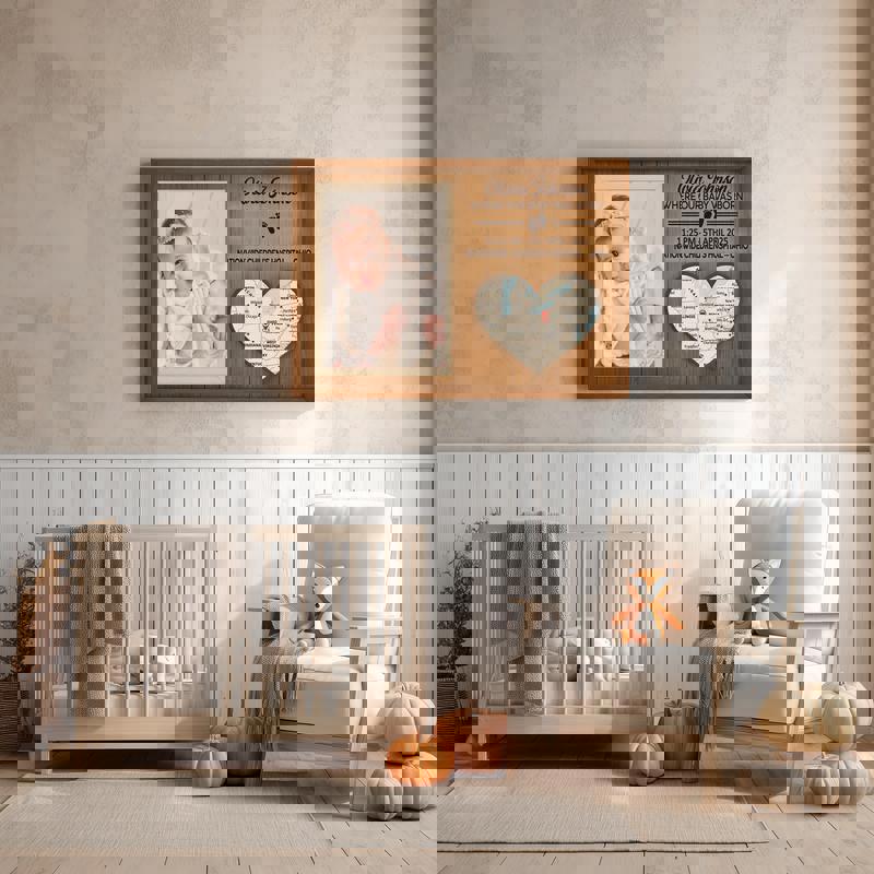 Where Our Baby Was Born Map Canvas - Personalized Newborn Gift, Unique Baby Milestone Keepsake, Rustic Farmhouse Decor