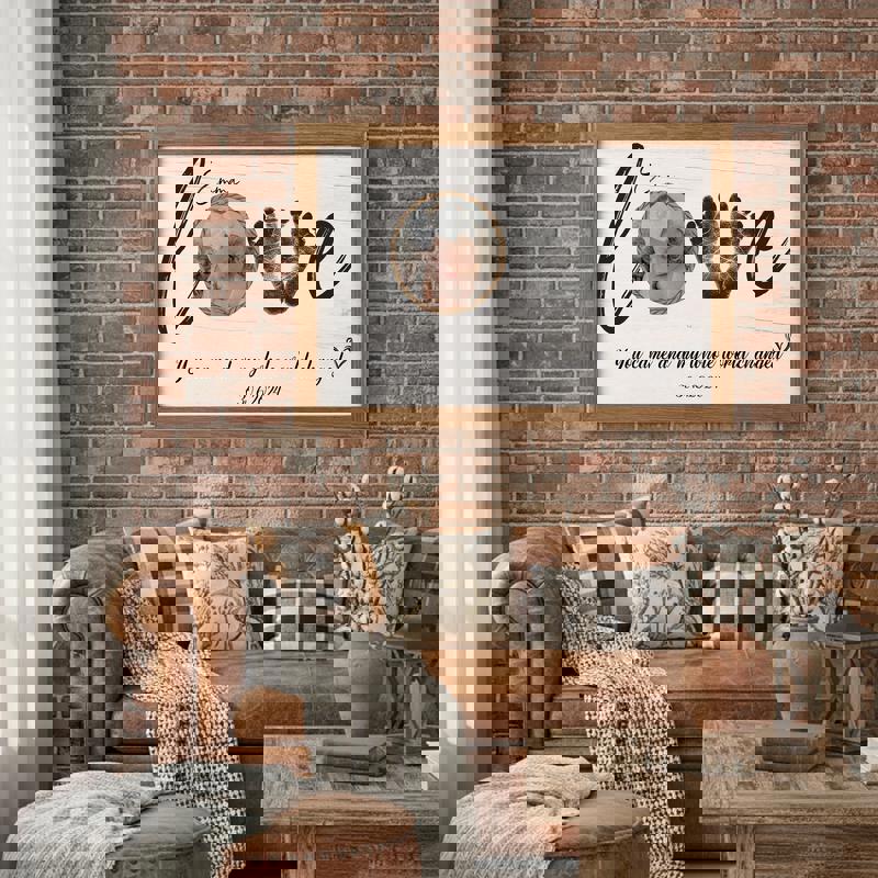 Baby footprint birth stats canvas, personalized details with sage green accents, modern typography, square canvas for baby room Baby footprint birth stats canvas, personalized details with sage green accents, modern typography, square canvas for baby room