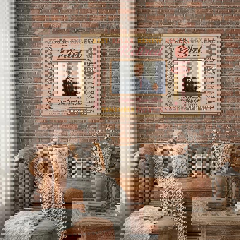 Custom Photo Canvas: Happy Retirement Keepsake - Rustic Farmhouse Art
