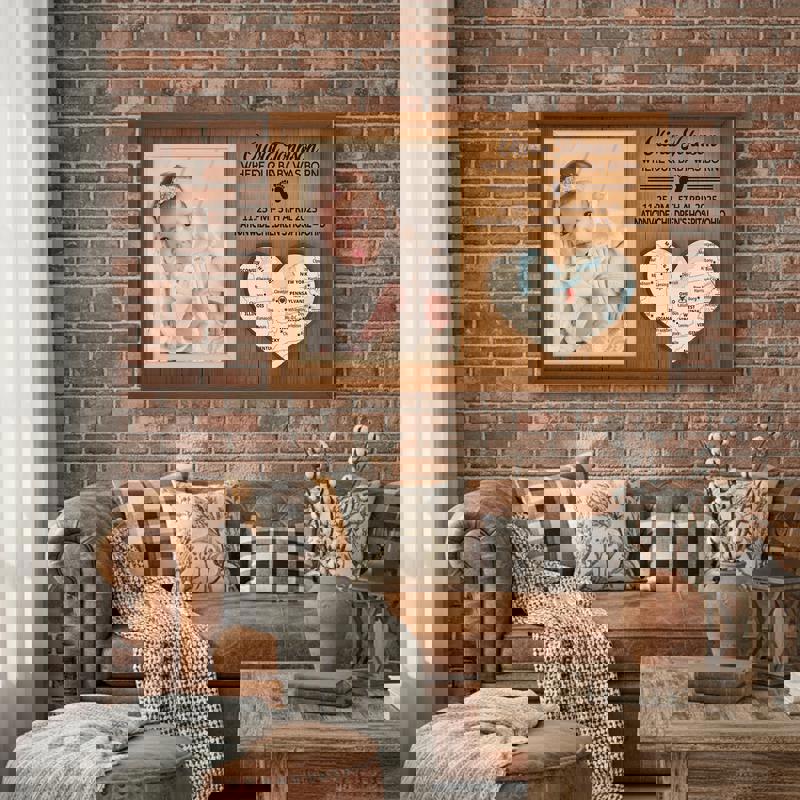 Where Our Baby Was Born Map Canvas - Personalized Newborn Gift, Unique Baby Milestone Keepsake, Rustic Farmhouse Decor