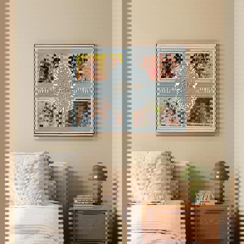 Best friends photo collage canvas print, personalized square grid, rustic farmhouse style, birthday gift for bestie