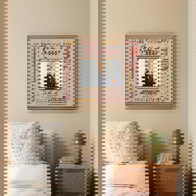 Custom Photo Canvas: Happy Retirement Keepsake - Rustic Farmhouse Art