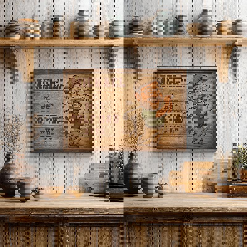 Personalized golf dad caricature portrait canvas, rustic farmhouse decor for living room or man cave, funny Father's Day gift Personalized golf dad caricature portrait canvas, rustic farmhouse decor for living room or man cave, funny Father's Day gift