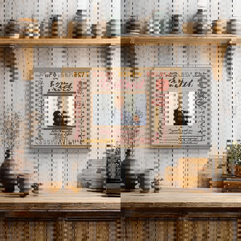 Custom Photo Canvas: Happy Retirement Keepsake - Rustic Farmhouse Art