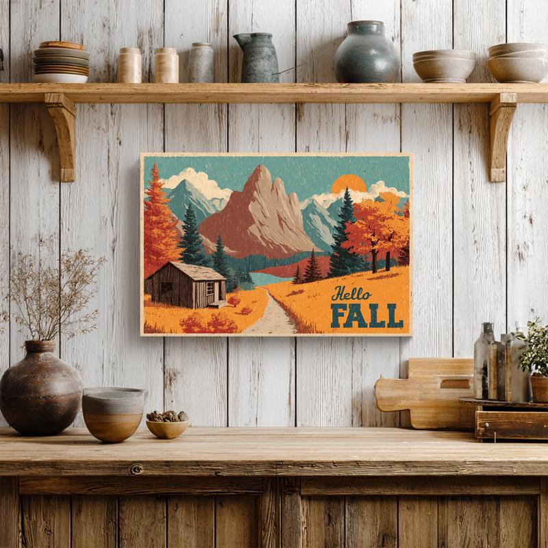 Thanksgiving Getaway vintage travel poster canvas, aged retro style with fall palette, perfect dorm room decoration Thanksgiving Getaway vintage travel poster canvas, aged retro style with fall palette, perfect dorm room decoration