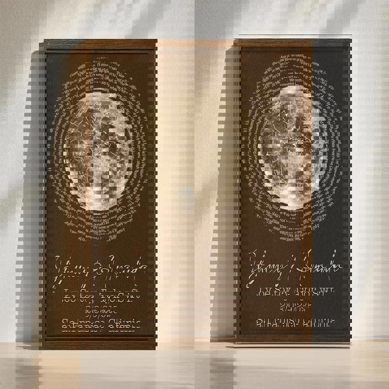 Custom song lyrics and star map canvas wall art, rustic finish, personalized names and date, anniversary gift for couples | Familywalldecor