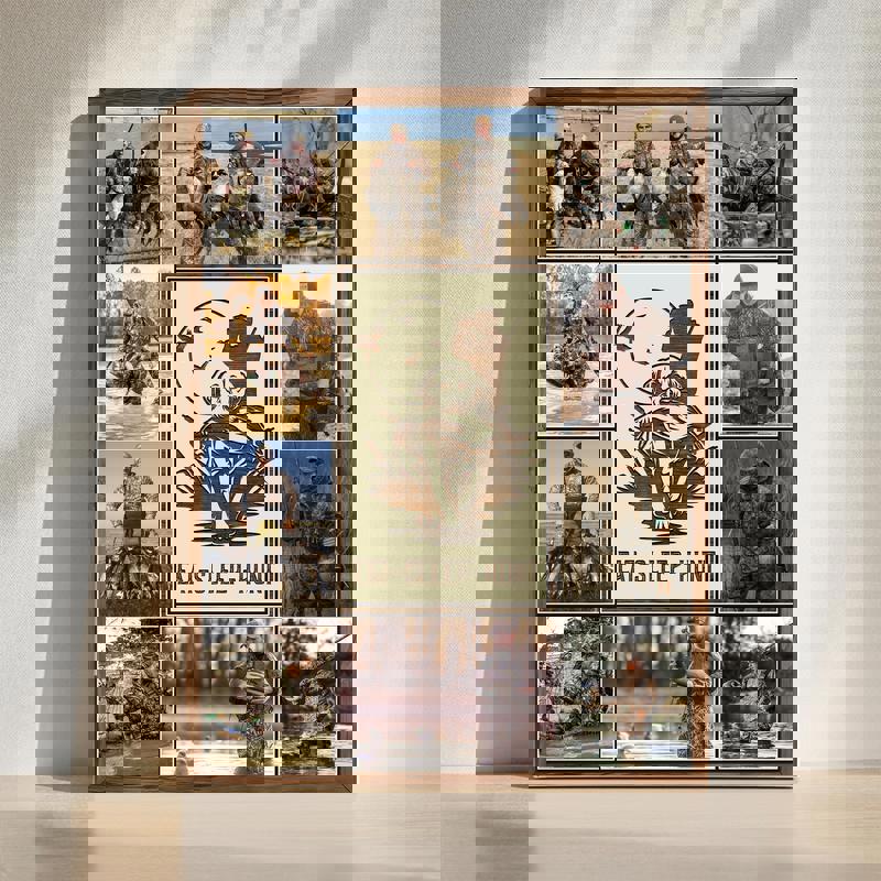 Duck hunting canvas wall art with personalized photo collage, custom names and date, rustic farmhouse style for cabin | Family Wall Decor