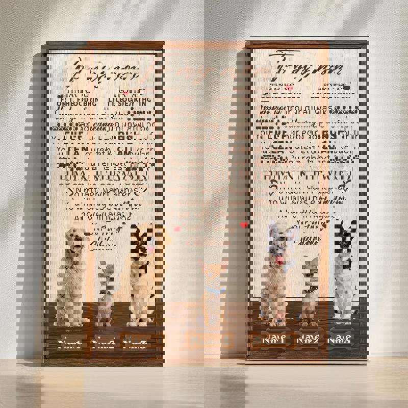 To My Mom dog photo personalized canvas wall art, rustic farmhouse style Mother's Day gift from dogs, custom pet portrait | Familywalldecor