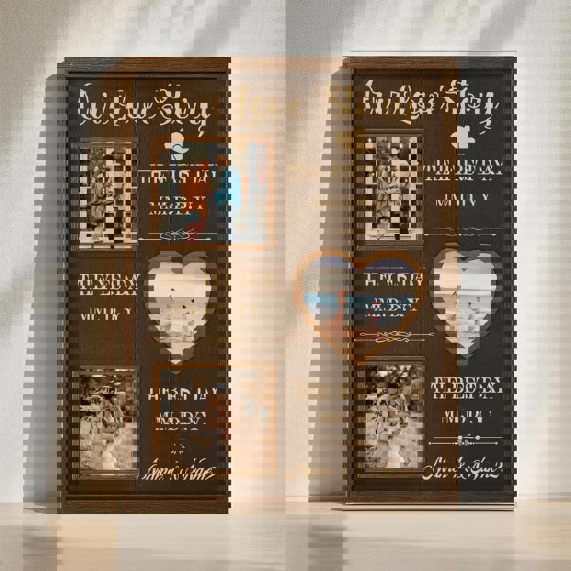 Personalized Wedding Love Story Timeline Canvas - Milestones Photo Collage Gift For Couples, Rustic Farmhouse Anniversary Wall Art Canvas Wall Art | Familywalldecor