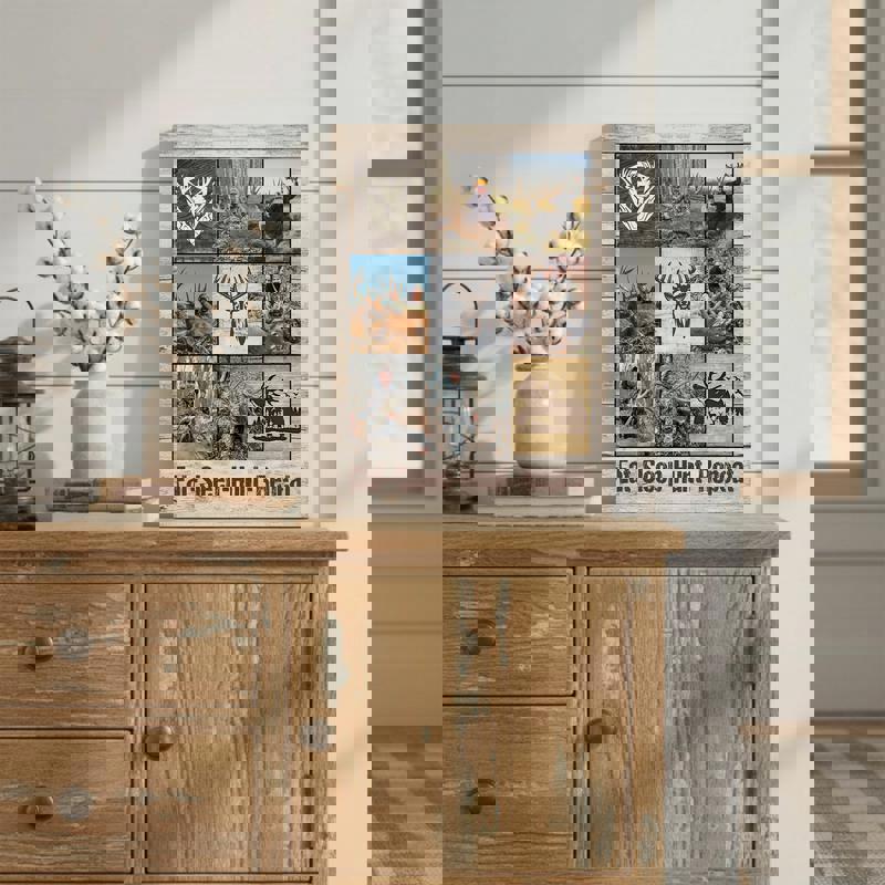 Hunting memories photo collage canvas, rustic farmhouse wall decor, custom multi-photo design for dedicated hunters and outdoorsmen