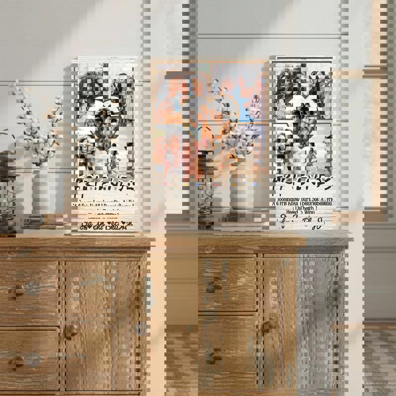 Friendship photo collage canvas, custom with your photos, rustic farmhouse decor, heartfelt bestie birthday gift