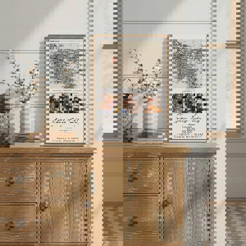 Where it all began map canvas wall art, custom couple location with names, date, and coordinates, unique anniversary gift Where it all began map canvas wall art, custom couple location with names, date, and coordinates, unique anniversary gift