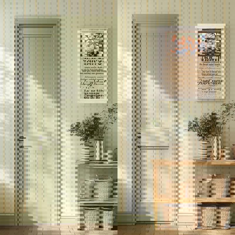 Happy Retirement Dad canvas, rustic farmhouse style in landscape, personalized with name and date, for mantel or entryway decor Happy Retirement Dad canvas, rustic farmhouse style in landscape, personalized with name and date, for mantel or entryway decor