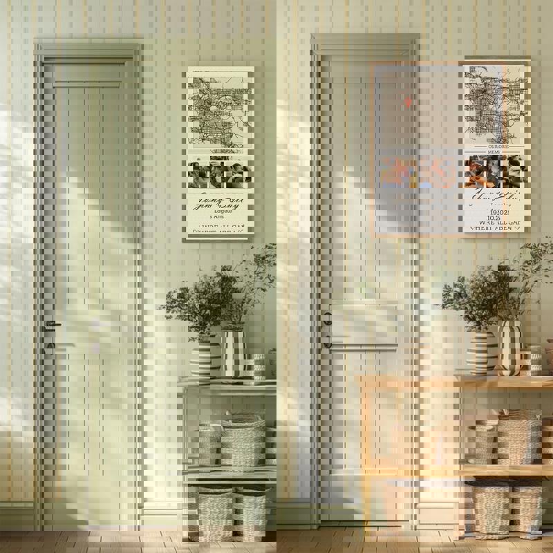 Where we met map canvas print, custom city map with heart marker, couple names and date, anniversary wall art gift Where we met map canvas print, custom city map with heart marker, couple names and date, anniversary wall art gift