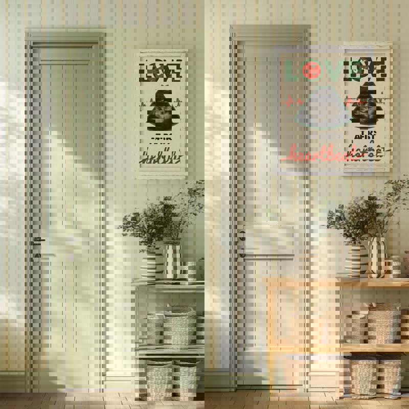 Rustic farmhouse heartbeat ultrasound canvas, personalized with baby name and due date, wood-style background Christmas gift