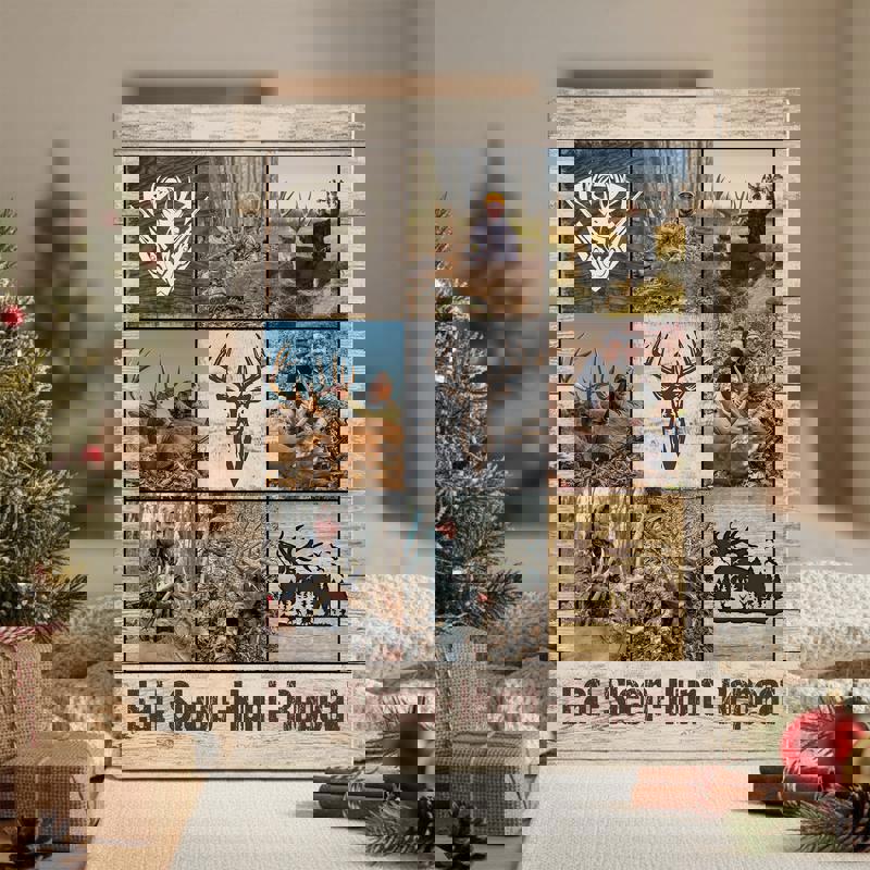 Hunting memories photo collage canvas, personalized wall art with your photos and names, ideal gift for hunters, dads, and outdoorsmen