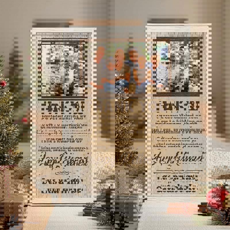 Happy Retirement Dad canvas with rustic distressed typography on wood, custom name and date, for dad's den or man cave Happy Retirement Dad canvas with rustic distressed typography on wood, custom name and date, for dad's den or man cave