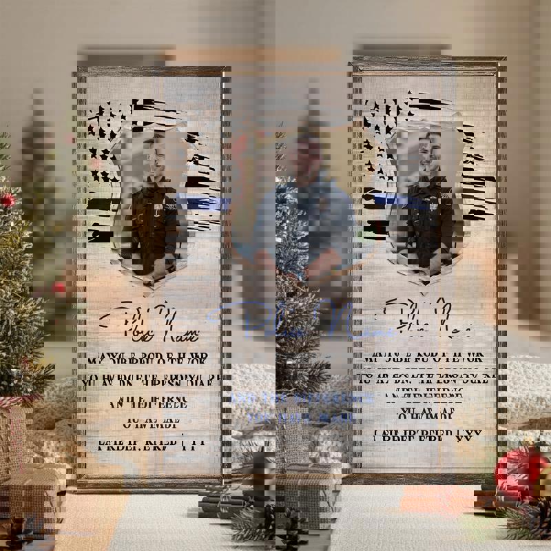 Police retirement canvas wall art, personalized rustic wood planks with badge, name, rank and department, decor for man cave Police retirement canvas wall art, personalized rustic wood planks with badge, name, rank and department, decor for man cave