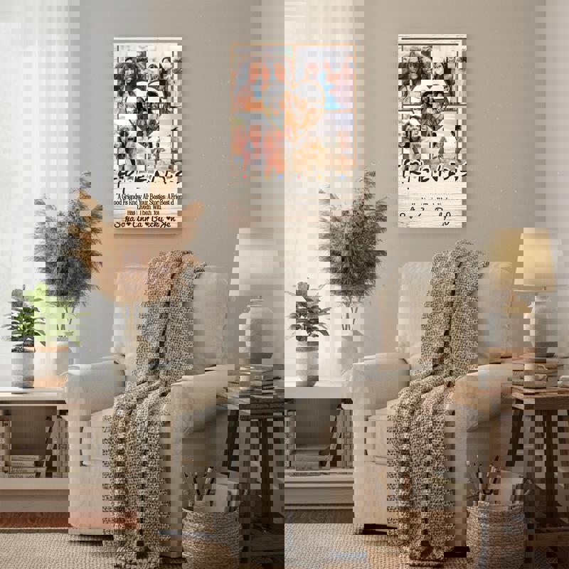 Friendship photo collage canvas, personalized photo wall art in rustic farmhouse style, sweet birthday gift for best friend