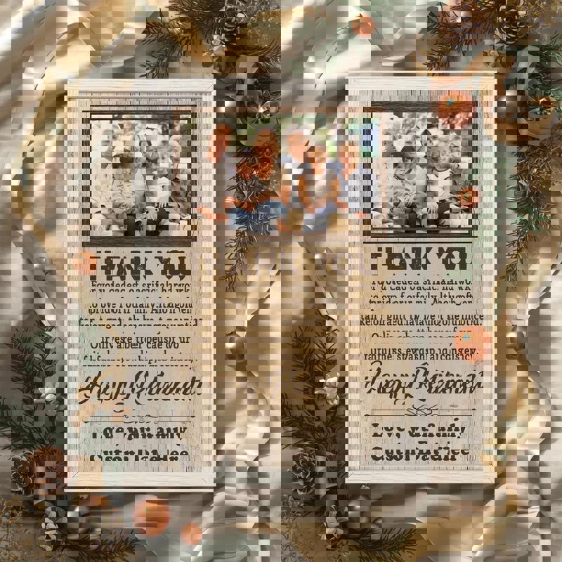 Happy Retirement Dad canvas, rustic barnwood background in warm tones, personalized with name and date, landscape for living room Happy Retirement Dad canvas, rustic barnwood background in warm tones, personalized with name and date, landscape for living room