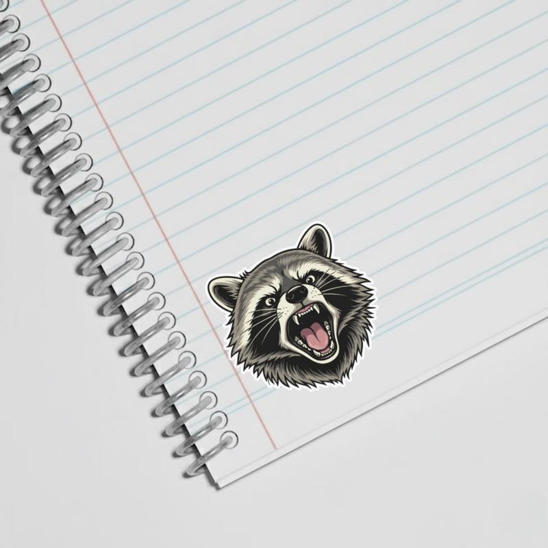 Angry Raccoon Feral Growl Sticker - Raccsy