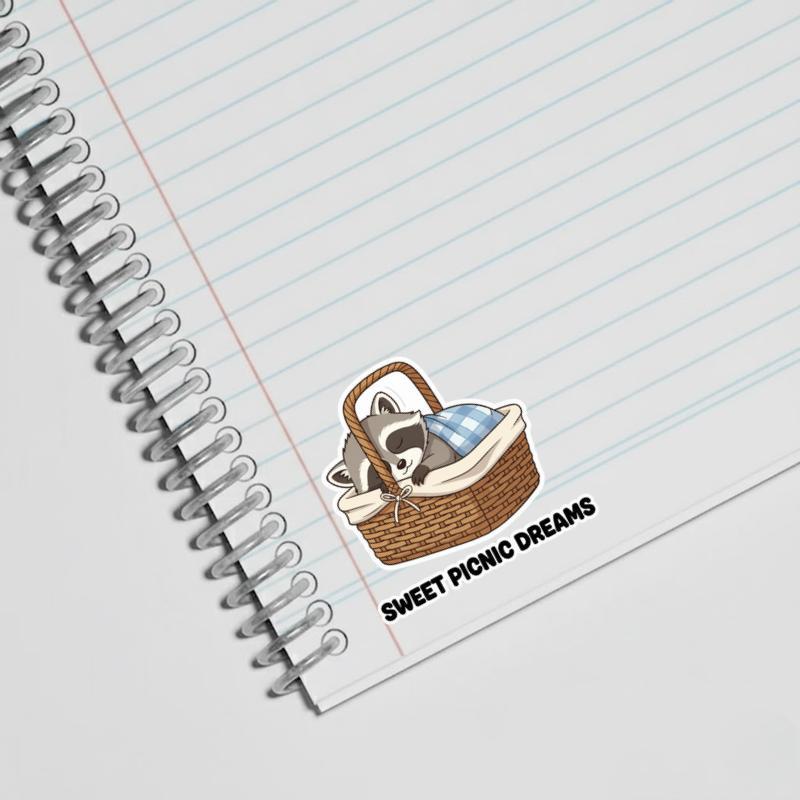 Baby Raccoon Basket Napper Sticker Baby Raccoon Basket Napper Sticker