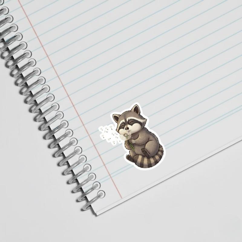 Baby Raccoon Dandelion Wish Sticker Baby Raccoon Dandelion Wish Sticker
