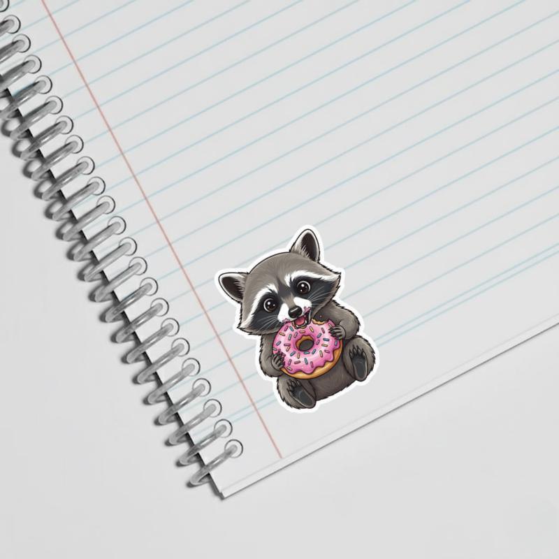 Baby Raccoon Donut Thief Sticker