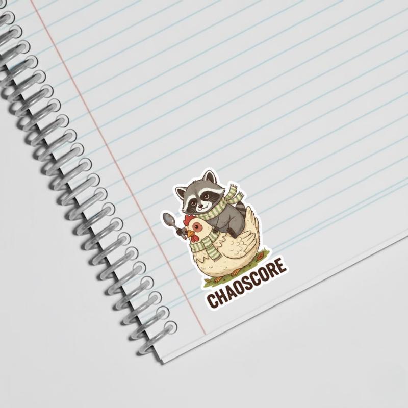 Chicken Raccoon Cozy Chaos Sticker