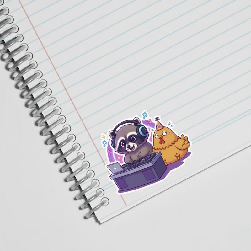 Chicken Raccoon DJ Rave Sticker