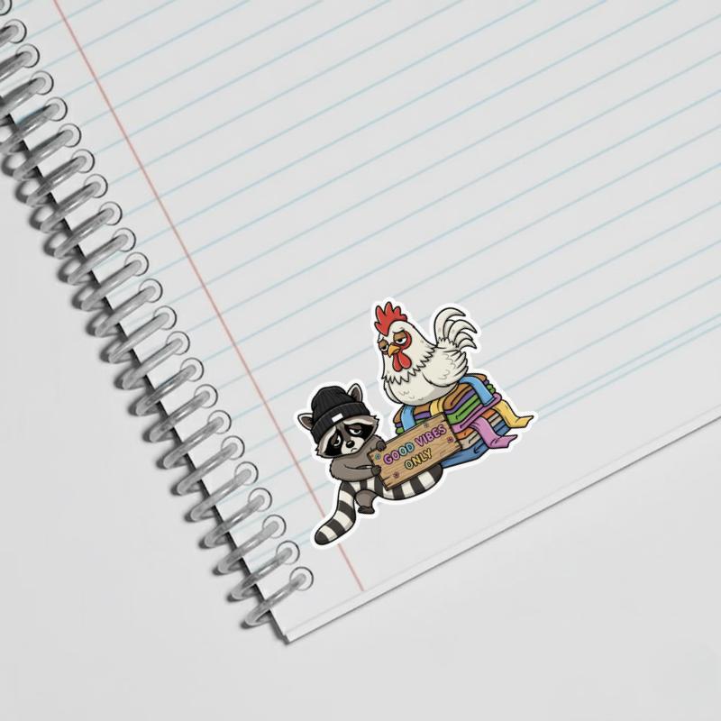 Chicken Raccoon, Good Vibes Only Sticker