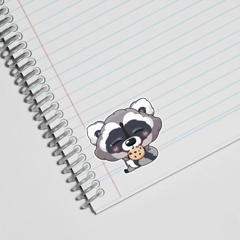 Cute Baby Raccoon Eat Cookie Sticker