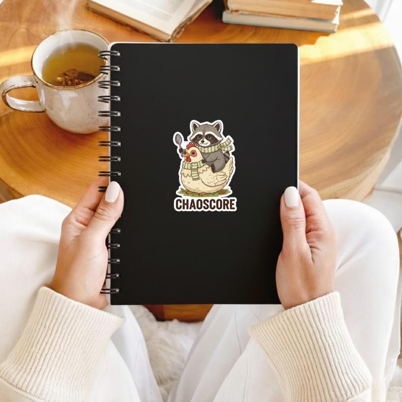 Chicken Raccoon Cozy Chaos Sticker