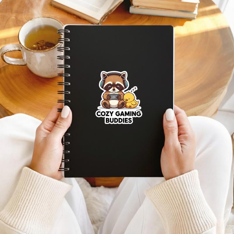 Chicken Raccoon Cozy Gamer Duo Sticker