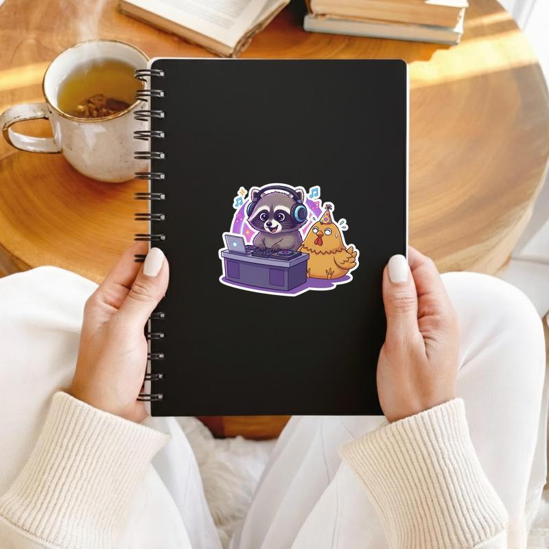 Chicken Raccoon DJ Rave Sticker