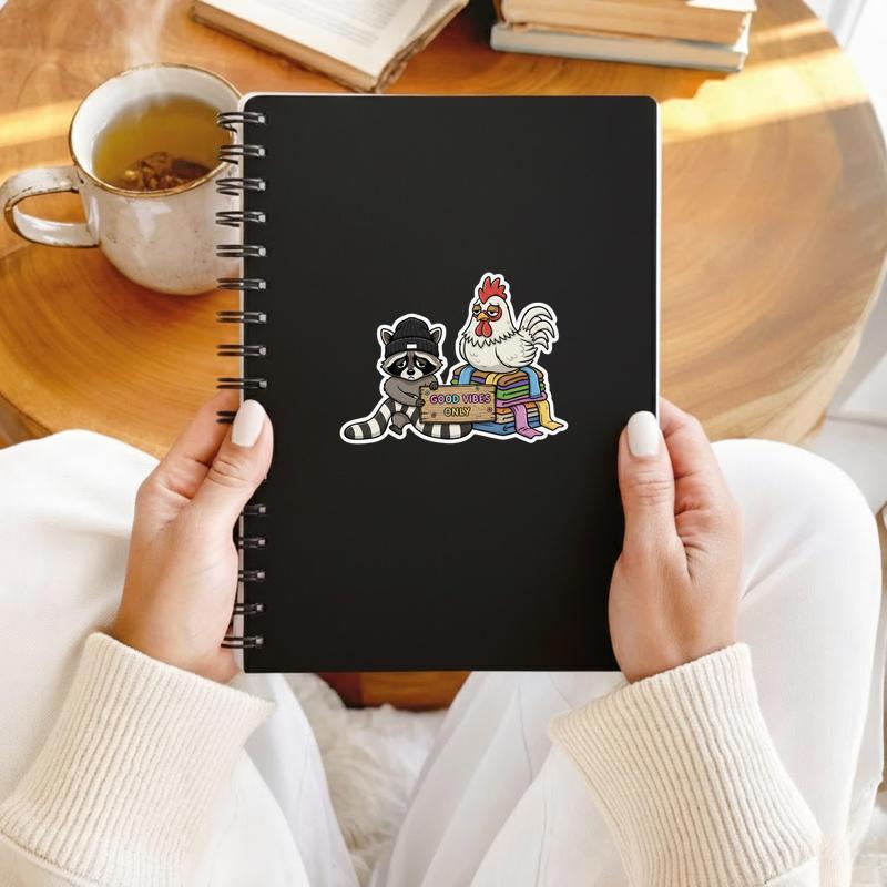 Chicken Raccoon, Good Vibes Only Sticker