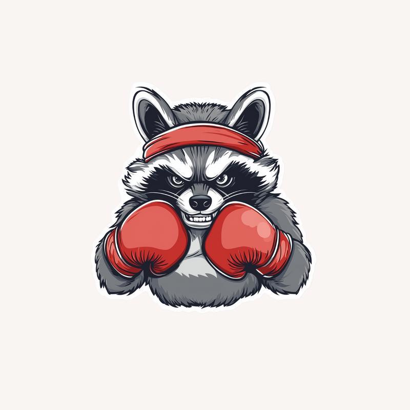 Angry Raccoon Boxing Sticker - Raccsy