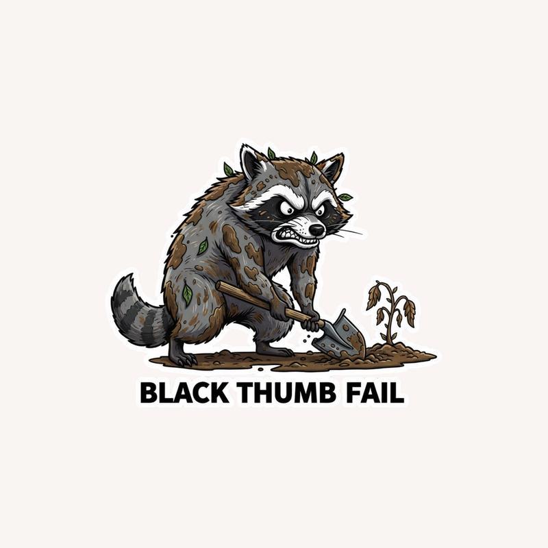 Angry Raccoon Gardening Disaster Sticker - Raccsy AU