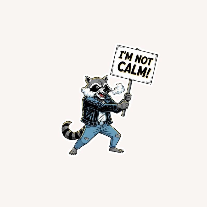 Angry Raccoon Holding a Protest Sign Sticker - Raccsy