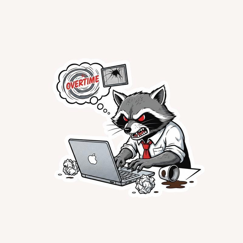 Angry Raccoon Keyboard Warrior Sticker - Raccsy AU