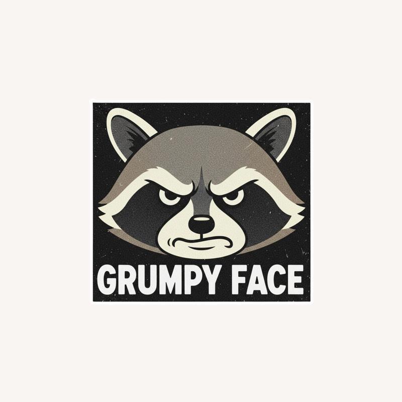 Angry Raccoon Retro Grumpy Face Sticker - Raccsy