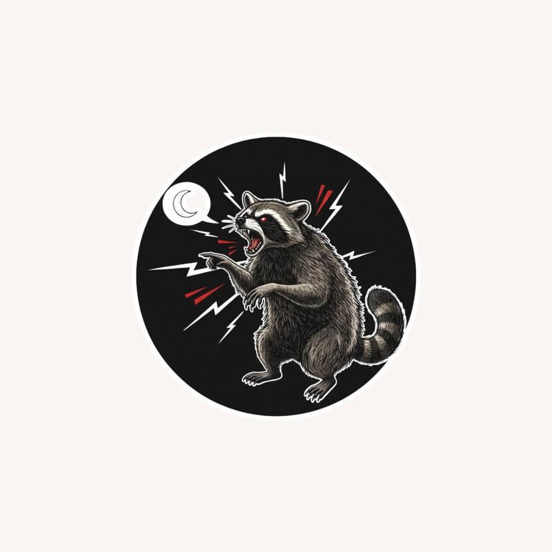 Angry Raccoon Screaming At The Moon Sticker - Raccsy