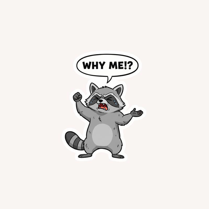Angry Raccoon Shaking Fist At Sky Sticker - Raccsy