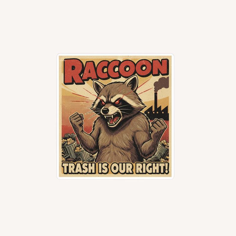Angry Raccoon Vintage Rage Sticker - Raccsy