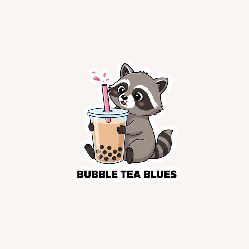 Baby Raccoon Bubble Tea Fan Sticker - Raccsy