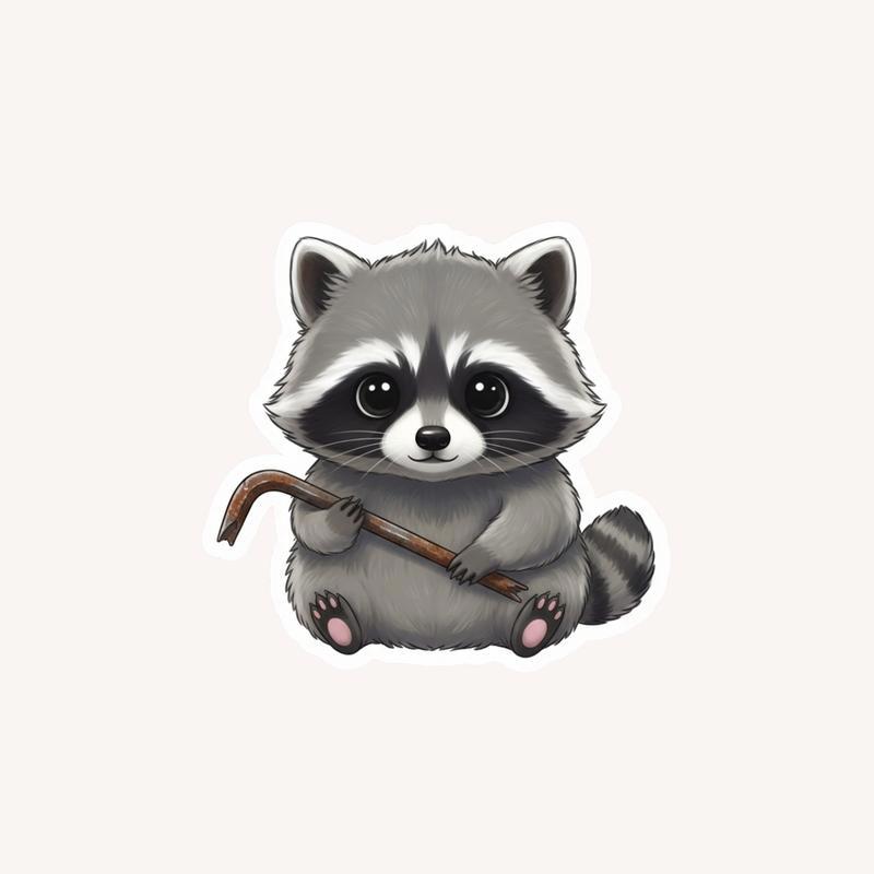 Baby Raccoon Cute But Feral Sticker - Raccsy